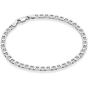 925 Sterling Silver Italian 3mm, 4mm Solid Diamond-Cut Mariner Link Chain Anklet